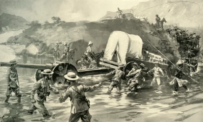 "Ta 4.7 sjöpistolen över Tugela", 1900.