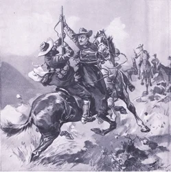 Fångsten av Field-Cornet Swanepoel, illustration från After Pretoria: The Guerilla War, 1902