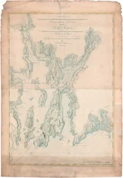 Ett diagram över hamnen på Rhode Island och Narragansett Bay