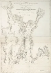 Ett sjökort över Rhode Islands hamn och Narraganset Bay