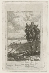 Ängslandskap med dike Dutch Dike (titel på objekt)