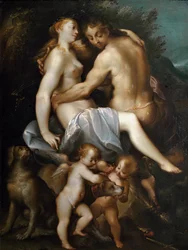 Adonis och Venus Målning av Joseph Heintz kallad den äldre