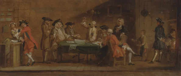 Figurer i en krog eller kaffestuga, ca. 1725 eller efter 1750.