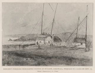 Marconis trådlösa telegrafstation i Mullion, Cornwall, förstördes av en storm den 17 september