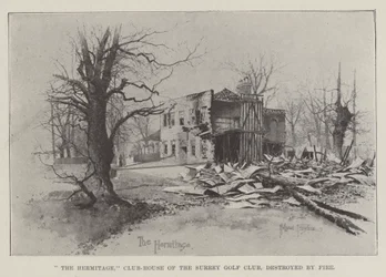Eremitaget, Surrey Golf Clubs klubbhus, förstört av brand