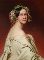 Porträtt av skådespelerskan Charlotte von Hagn 1809-1891, 1850.