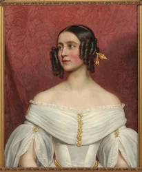Prinsessan Adelgunde av Bayern 1823-1914 som brud, 1842.