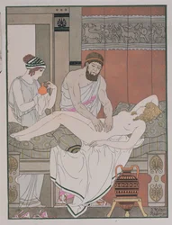 Undersökning av en patient, illustration från "Hippokrates