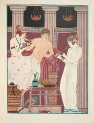 Musikterapi, illustration från "The Works of Hippocrates", 1934