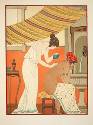 Måste smörja såren med olja, illustration från Hippokrates verk, 1934.