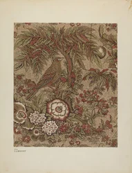 Tryckt Cotton Chintz, ca. 1940.