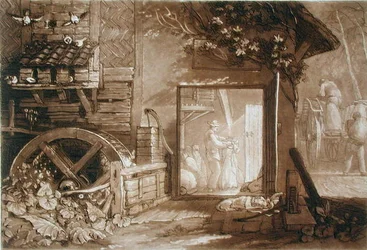 Penbury Mill, Kent, graverad av Charles Turner (1773-1857) publicerad 1808 (gravyr)