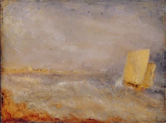 En segelbåt utanför Deal, ca 1835 (olja på papp)