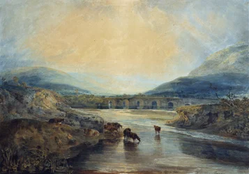 Abergavenny Bridge, Monmouthshire: Rensa upp efter en regnig dag