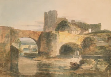 Brecon Bridge and Castle, c.1795 (akvarell på papper)