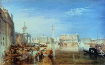 Suckarnas bro, Dogepalatset och tullhuset, Venedig: målning av Canaletto, 1833