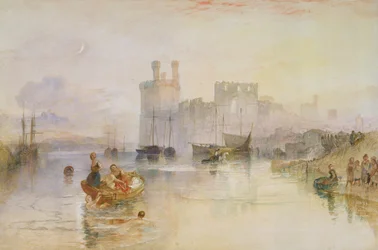 Caernarvon Castle, ca 1833 (akvarell över grafit)