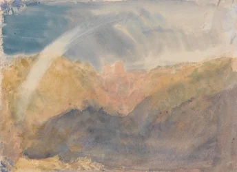 Crichton Castle med en regnbåge; färgstudie