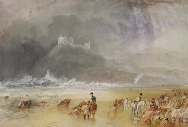 Criccieth Castle, norra Wales, omkring 1835