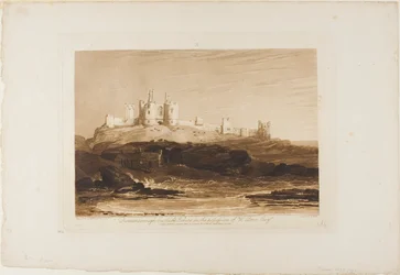 Dunstanborough Castle, skylt 14 från Liber Studiorum
