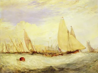 East Cowes Castle, säte för J Nash Esq., Regattan som slår mot Windward