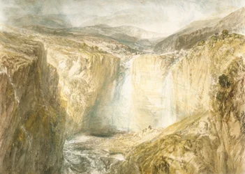 Fall Of The Tees, Yorkshire (akvarell över penna på benvitt vävt papper)