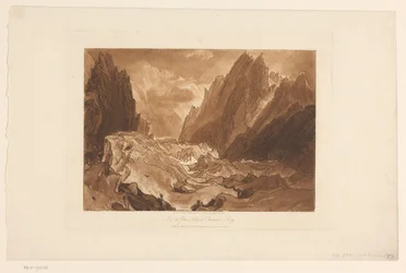Utsikt över Mer-de-Glace-glaciären vid Mont Blanc Mer de Glace - Chamouni-dalen - Savojen (titel på objekt) Landskapsstudier (serietitel) Liber Studiorum (serietitel)