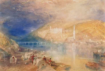 Heidelberg: Solnedgång, ca 1840-1842 (akvarell och karamellfärg på papper)
