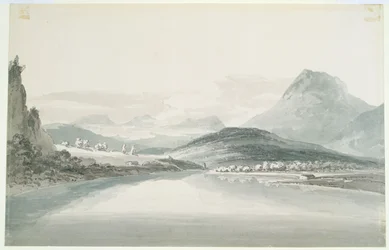 Lake of Klontal, efter John Robert Cozens (1752-99) (penna och akvarell på papper)
