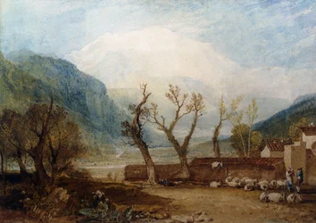 Mont Blanc, från bron av St. Martin, Sallanches