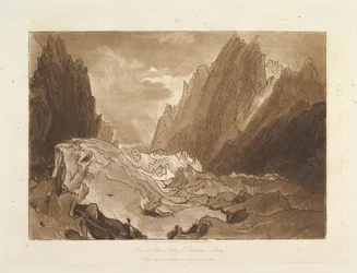 Mêr de Glace, Valley of Chamouni-Savoy Liber Studiorum, del X, skylt 50, 23 maj 1812.
