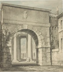 Peterskyrkan sedd genom Porta Angelica