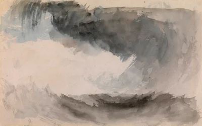 ""Tempete en mer"" (En storm på havet) Aquarelle de Joseph Mallord William Turner (1775-1851) Dim 18,4x29,3 cm Privat samling