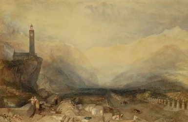 The Splugen Pass (penna och akvarell)