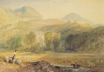 Valle Crucis Abbey, Denbighshire, ca 1826 (akvarell på papper)