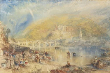 Vy över Heidelberg med en regnbåge