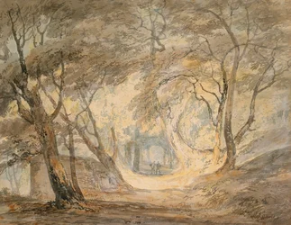 Skogsscen med figurer, ca 1798 (akvarell på papper)