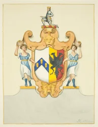 Arms of Bishop Newton på hans monument i Bristol Cathedral (akvarell på papper)
