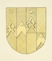 Arms of Brook(e?) på mässingsplatta i St Mary Redcliffe (akvarell på papper)