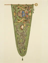 Banner of the Merchant Taylors, inskrivet "The Little Things Grow"