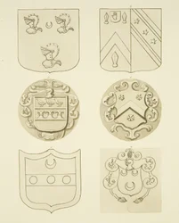 Vapensköldar på gravstenar (akvarell på papper)