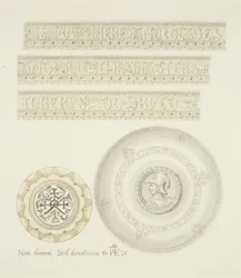 Detaljer om Mazer Bowl och Tazza (akvarell på papper)