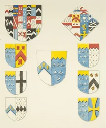 Heraldiskt utsmyckning på Newtons monument i Bristol Cathedral (akvarell på papper)