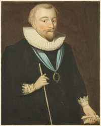 Porträtt i Council House av Richard Weston, Earl of Portland (penna och akvarell på papper)