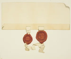 Seals of Deed på en överföring av butik i Temple Street