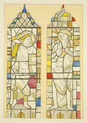 Målat glas i norra fönstret, norra korsarm av St Mary Redcliffe (akvarell på papper)