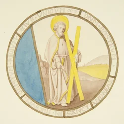 Målat glas i fönstret i det privata kapellet i Bishop