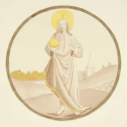 Målat glas i fönstret i det privata kapellet i Bishop