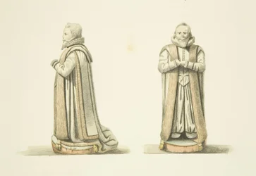 Två vyer av bilden av William Swift (akvarell på papper)