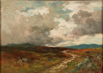 Stormmoln över kullarna (olja ombord)